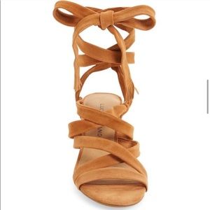 Fringe Block Heel WrapAround Sandal by Lucky Brand